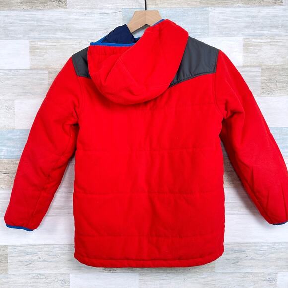 The North Face Reversible Winter Jacket Red Gray Fleece Insulated Boys Medium - Picture 10 of 13